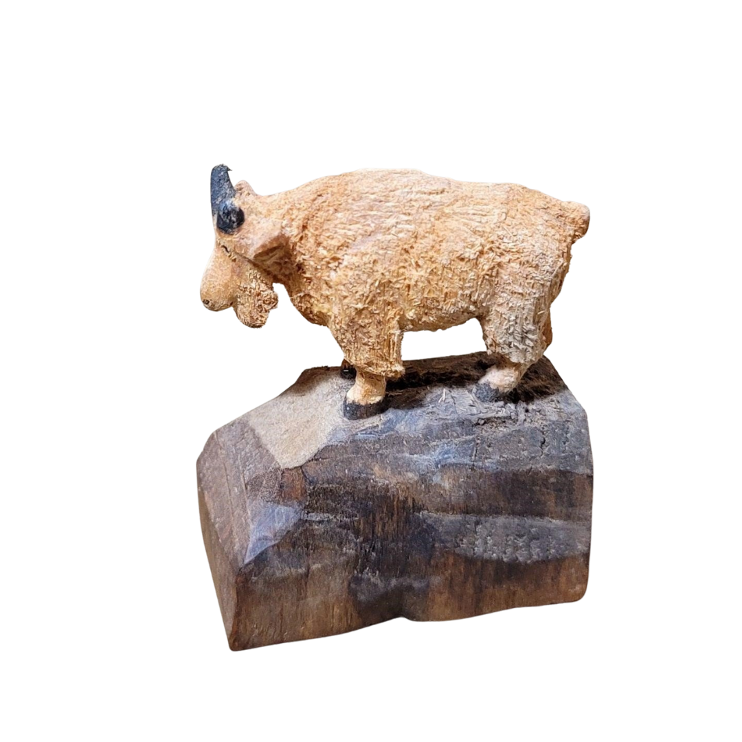 Glacier National Park John Clarke Montana Artist Wood Carved Goat Auction