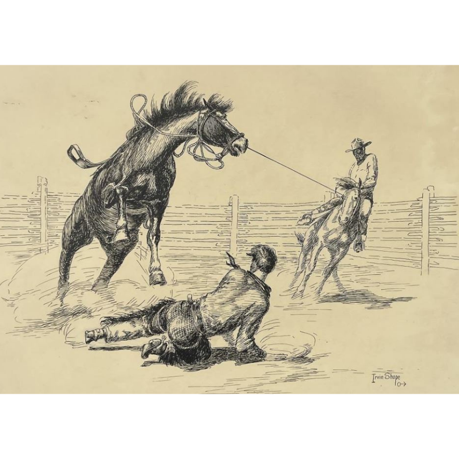 Shorty Shope Cowboy Roping Horse Drawing