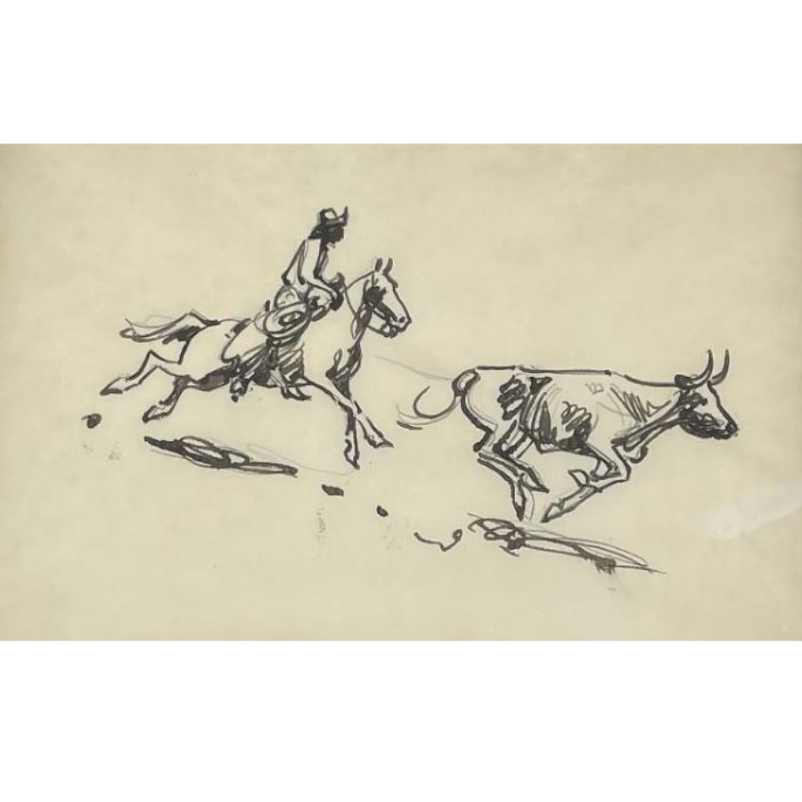 Edward Borein Pen and Ink Cowboy Drawing