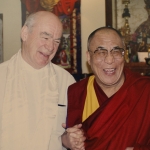Roger McCarthy with his Holiness, the Dalai Lama at the Dalai Lama’s personal residence in Dharamsala, India during a filmed interview. (1999)
