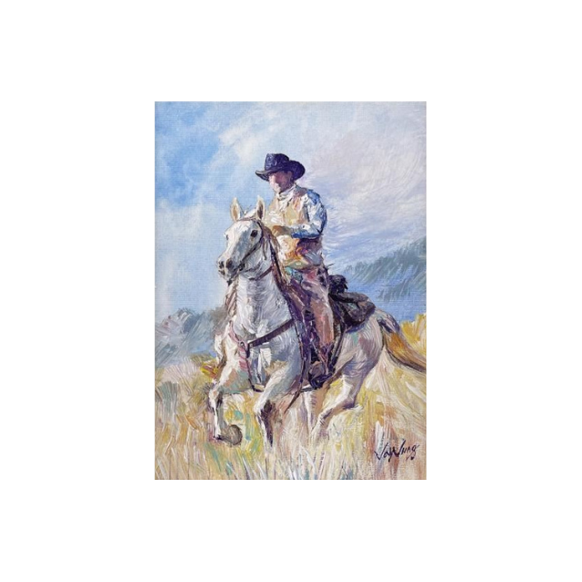 Jay Jung Oil On Canvas Cowboy Painting