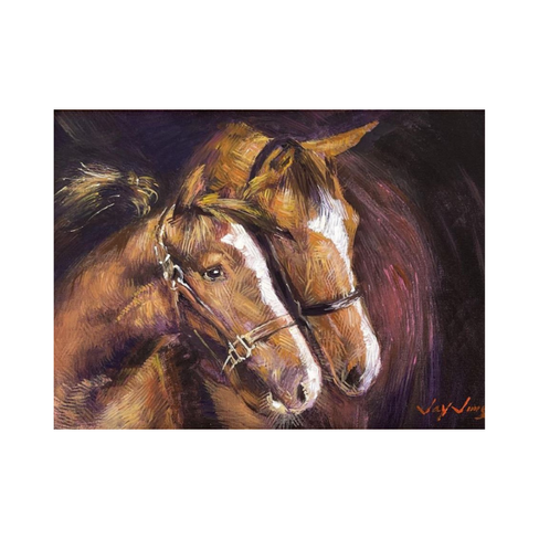 Jay Jung Pair of Horses Painting