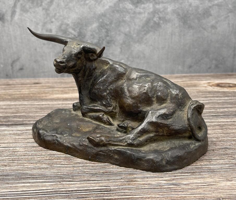 Charles M Russell Longhorn Steer Bronze